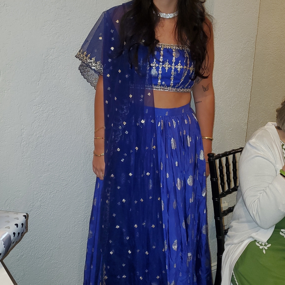 Elegant Blue Women's Skirt Set Bollywood Style